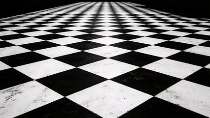 Naklejka premium Abstract Checkered Tunnel with Infinite Perspective.