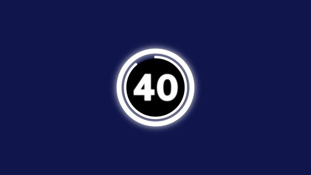 Number 45-0 Countdown. Countdown movie from 45 to 0 number. Minute countdown timer animation.