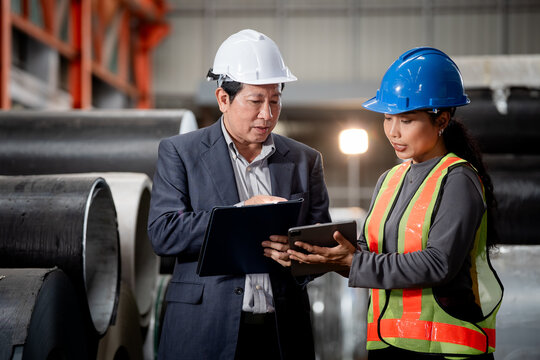 Professional engineering, worker, Man Quality, maintenance, check in factory, warehouse Workshop for factory operators, engineering women control. industry engineer team worker operate control...