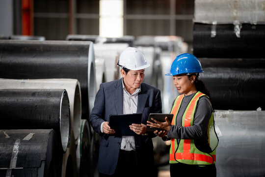 Professional engineering, worker, Man Quality, maintenance, check in factory, warehouse Workshop for factory operators, engineering women control. industry engineer team worker operate control...