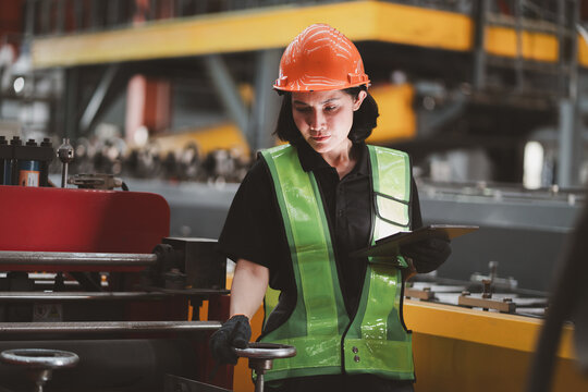 Professional engineering, worker, Man Quality, maintenance, check in factory, warehouse Workshop for factory operators, engineering women control. industry engineer team worker operate control...
