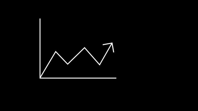 Line graph with upward trend on transparent background  business growth chart  white lines