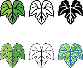 Obraz premium green leaf grape color icon vector. green leaf styleset grape sign. isolated symbol
