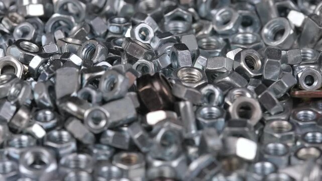 Metal mounting screws close-up. Macro image.