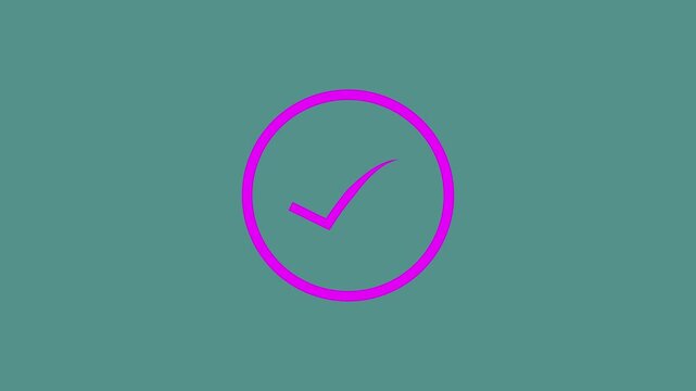 Purple checkmark in a circle on teal background  symbol of confirmation and approval  used for indicating completion or acceptance