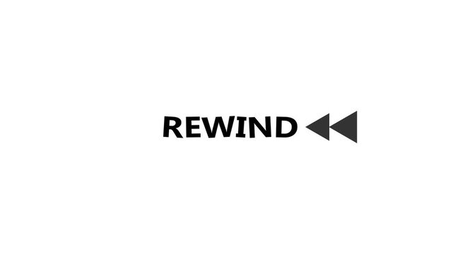 Rewind button symbol with text  media control icon