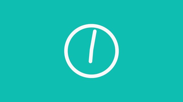 Simple white clock icon on teal background  time symbol