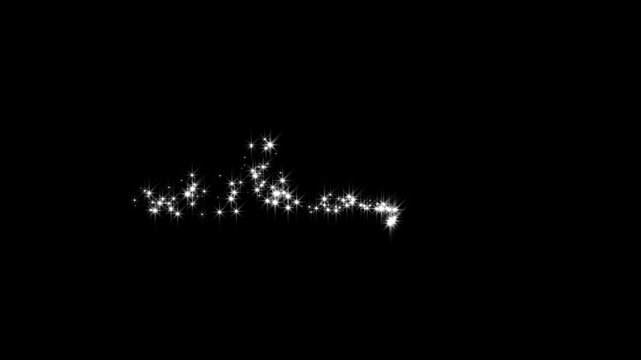 White glowing glitter particle trail with magic sparkles and twinkle stars, fairy dust shimmer line, curved stars motion, 2D cartoon doodle animation loop background overlay VFX footage 4K