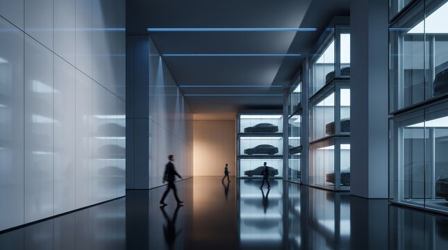Modern Luxury Automotive Showroom with Display Vehicles