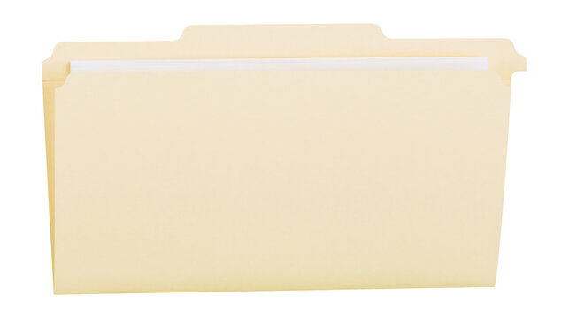 Manila folder with paper sheets inside, isolated on transparent background