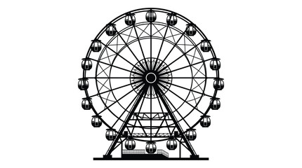 Ferris Wheel Silhouette Against White Background ferriswheel © Shashon