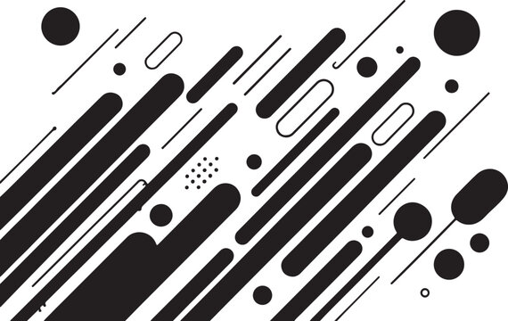 Black and white abstract background with diagonal lines and circles Vector