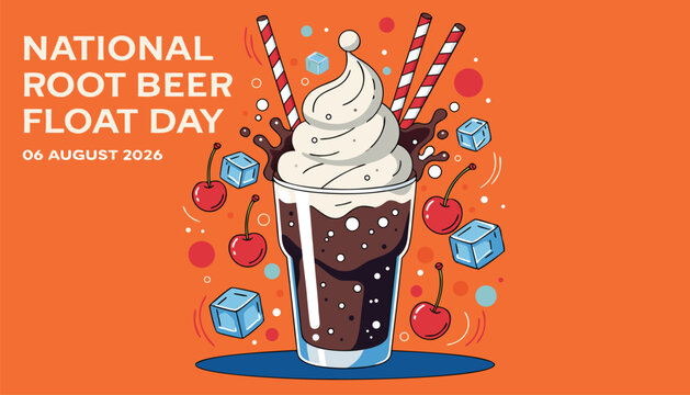 Delicious root beer float illustration for national holiday celebration day