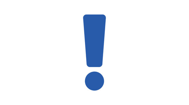 Blue exclamation mark silhouette on a white background silhouette