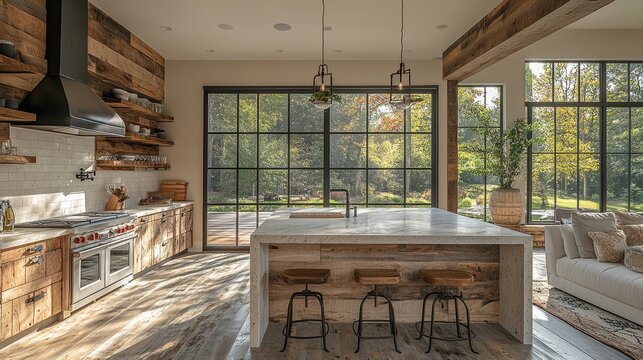 Rustic Modern Kitchen with Natural Light and Warm D&Atilde;&copy;cor --ar 16:9 --stylize 750 --v 6.1 Job ID: 0b8055c1-d709-48c7-af00-b7f6eb0e1894