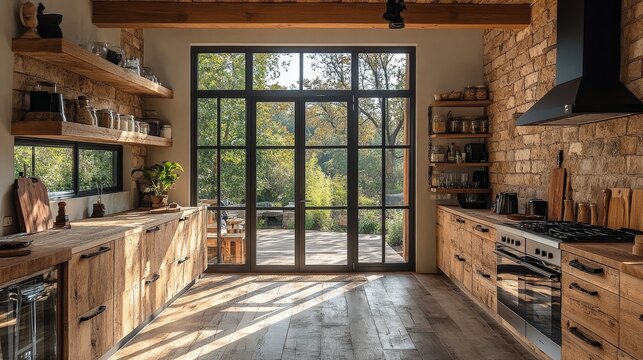 Rustic Modern Kitchen with Natural Light and Warm D&Atilde;&copy;cor --ar 16:9 --stylize 750 --v 6.1 Job ID: 1fa511eb-ff13-4f4e-a602-5f2f81ce069e