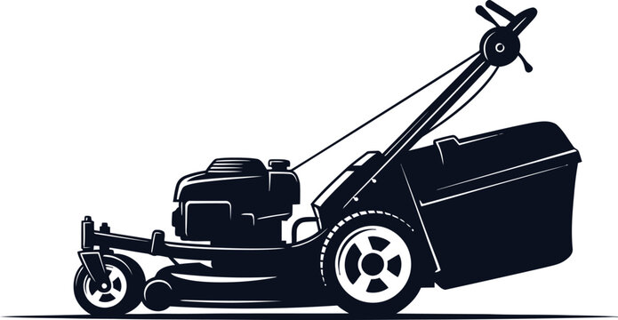Silhouette of a lawn mower with a grass catcher
