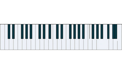 Fototapeta premium Clean Minimalist Piano Keyboard Keys Isolated on a Pure White Background for Music Education and Design Projects