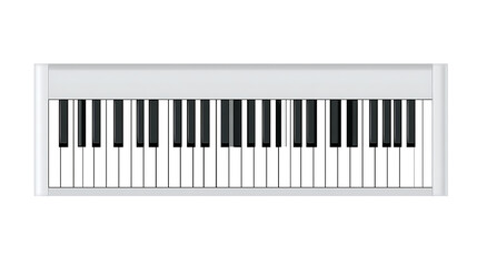 Fototapeta premium Modern electronic keyboard with white and black keys, clean design, isolated on a white background, perfect for music education and advertising