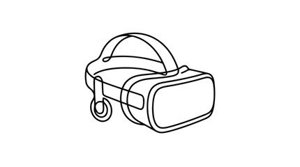 Fototapeta premium A sleek virtual reality headset sits on a table indoors.