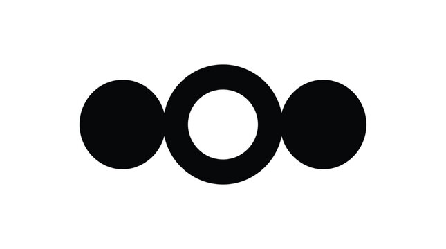 Three Circles And Central Space Black Silhouette