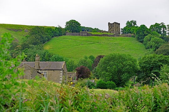 View of Pevril Castle from Peakshole Water.