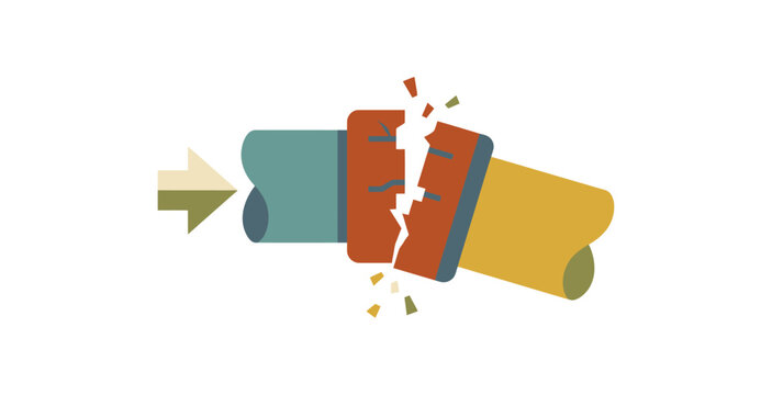 Broken Pipe Connection Vector Illustration