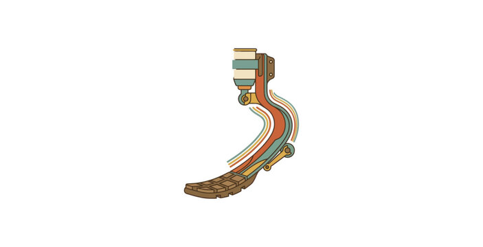 Retro Style Bionic Prosthetic Leg Vector Illustration