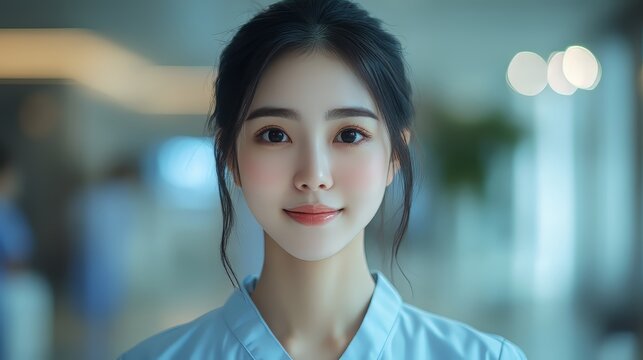 Smiling Chinese Nurse Looking at Camera (Cinematic, Ultra Realistic, 8K, Professional, Clean & Bright Setting) --ar 16:9 --stylize 750 --v 6.1 Job ID: a1a58381-9729-41fa-9bbb-76d1db739cef
