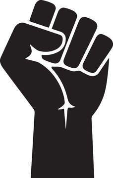 Black raised fist symbol representing power and social justice protest Vector