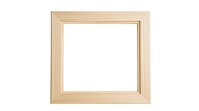 Natural wood picture frame with clean empty space, isolated on transparent background