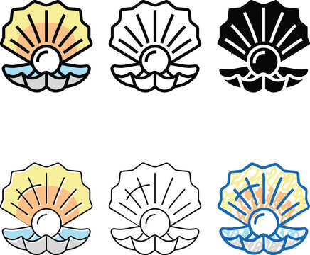 pearl oyster shell color diversity icon vector. pearl oyster shell sign. isolated symbol