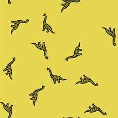 Fototapeta premium brachiosaurus dinosaur animal vector seamless pattern brachiosaurus dinosaur animal sign illustration