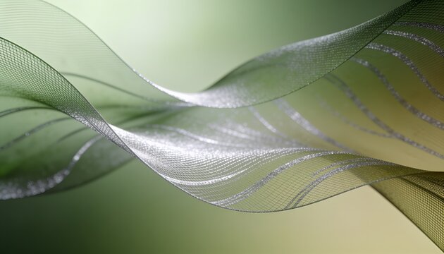 Smooth flowing fabric waves with fine grid structure. Bright eco-friendly tech abstract wallpaper