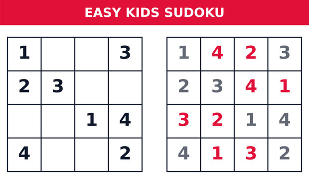 Printable kids sudoku puzzle page with easy number logic activity for beginners
