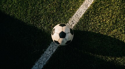 Soccer Field Top View Vector Illustration with Colorful Ball © Md Limon islam