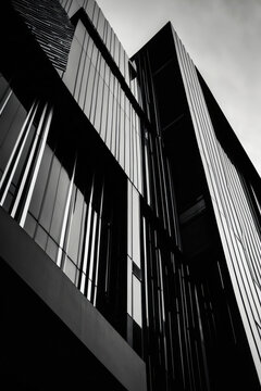 Cityscape panorama black and white photography of exterior skyscrapers architecture AI Generative