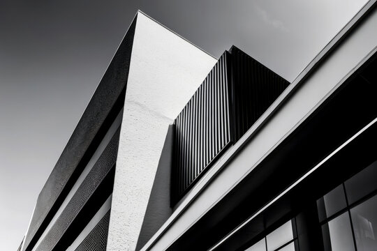 Cityscape panorama black and white photography of exterior skyscrapers architecture AI Generative