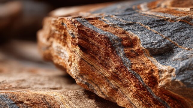 limestone texture background showcasing natural sandstone layers with flowing striations in warm rust orange and cool gray-blue mineral patterns macro photography