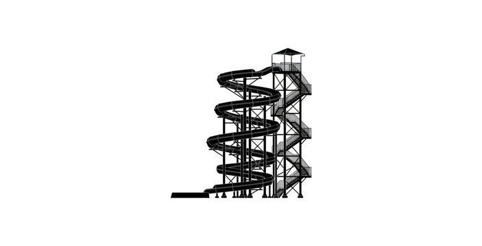 Water Park Slide Tower Vector Illustration