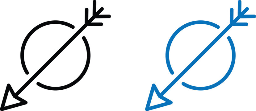 Web Black Blue Sagittarius Arrow Circle Vector Zodiac Symbol Icon