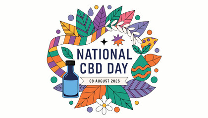 Obraz premium Colorful floral illustration celebrating national cbd day in august twenty twenty-six