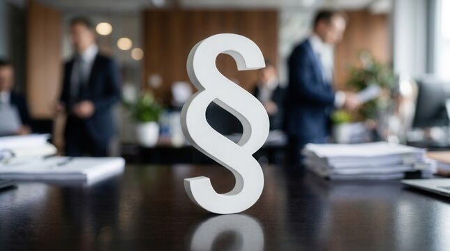 Detailed macro shot of a legal section symbol representing law and justice.