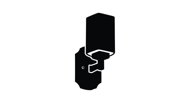 Black silhouette of a bottle opener with cap catcher isolated on white background silhouette