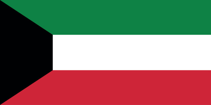 Flat vector illustration of the Kuwait national flag isolated on a white background for country symbol design.