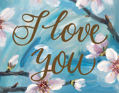 Romantic handwritten message saying "I Love You" on elegant paper. Minimal love concept perfect for Valentine's Day, anniversaries, weddings and heartfelt greeting card designs.
