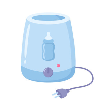 Cute blue electric baby bottle warmer vector illustration