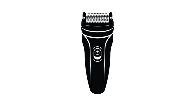 Electric razor in black silhouette against a white background silhouette shaver
