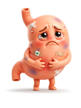 3D Cartoon Style Stomach | Ill Injured and  unhealthy