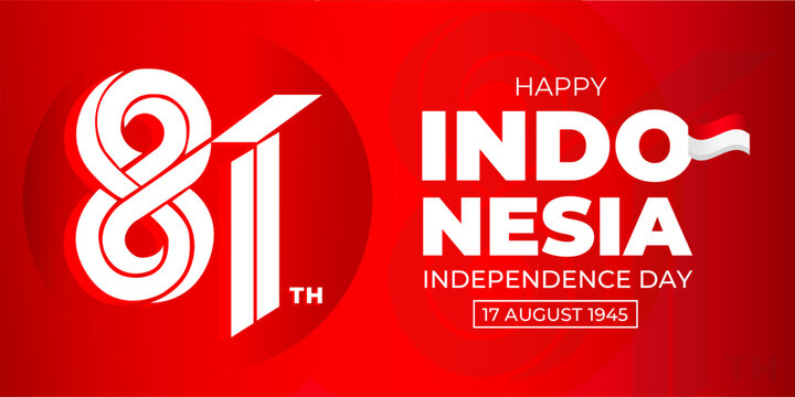 81th Happy Indonesia Independence Day Illustration Background Design. Indonesian Anniversary 17 August 1945 Greeting Vector Template